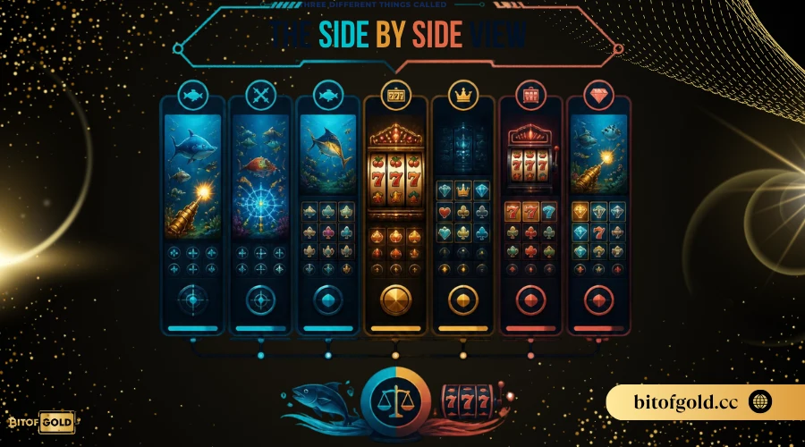 "Side by Side" comparison chart with colored bars and game controller icons, representing a feature comparison of platforms like Game Vault.