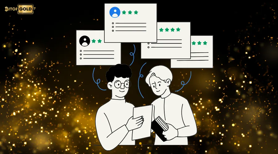 two people analyzing the user reviews icon